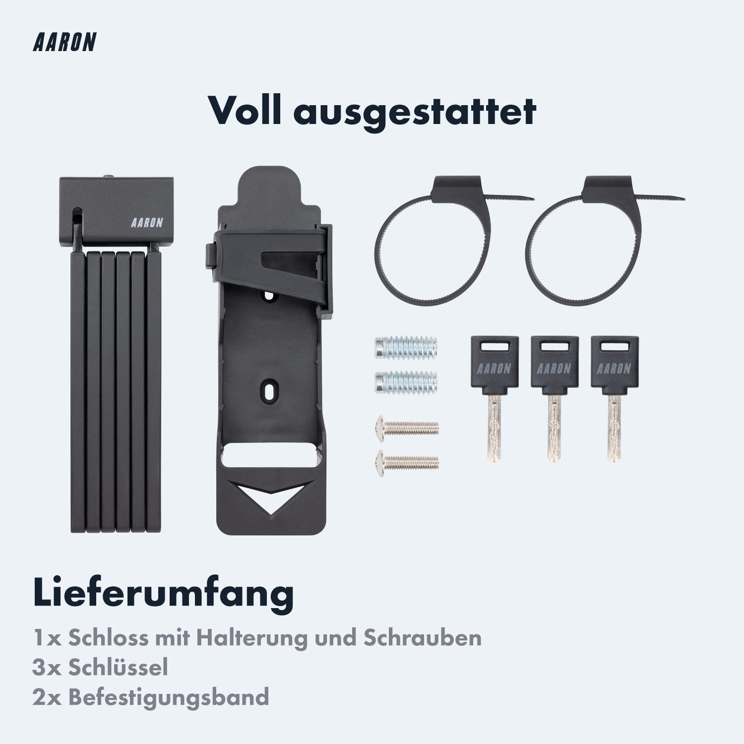 AARON Faltschloss Shield Stufe 14 mit Halterung 100 cm – Faltschloss Fahrrad sicher – Bild 5 von 5