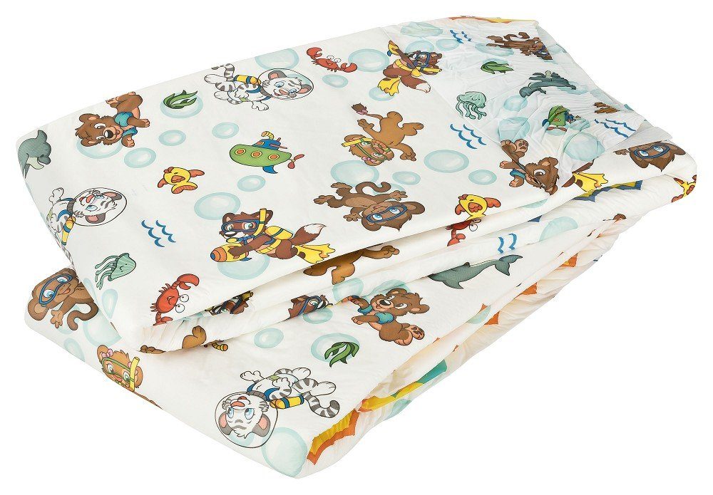 Crinklz Windeln Crinklz Aquanaut - L (110-150 cm) (15-St., Windeln mit Folie und Taucher Motiven)