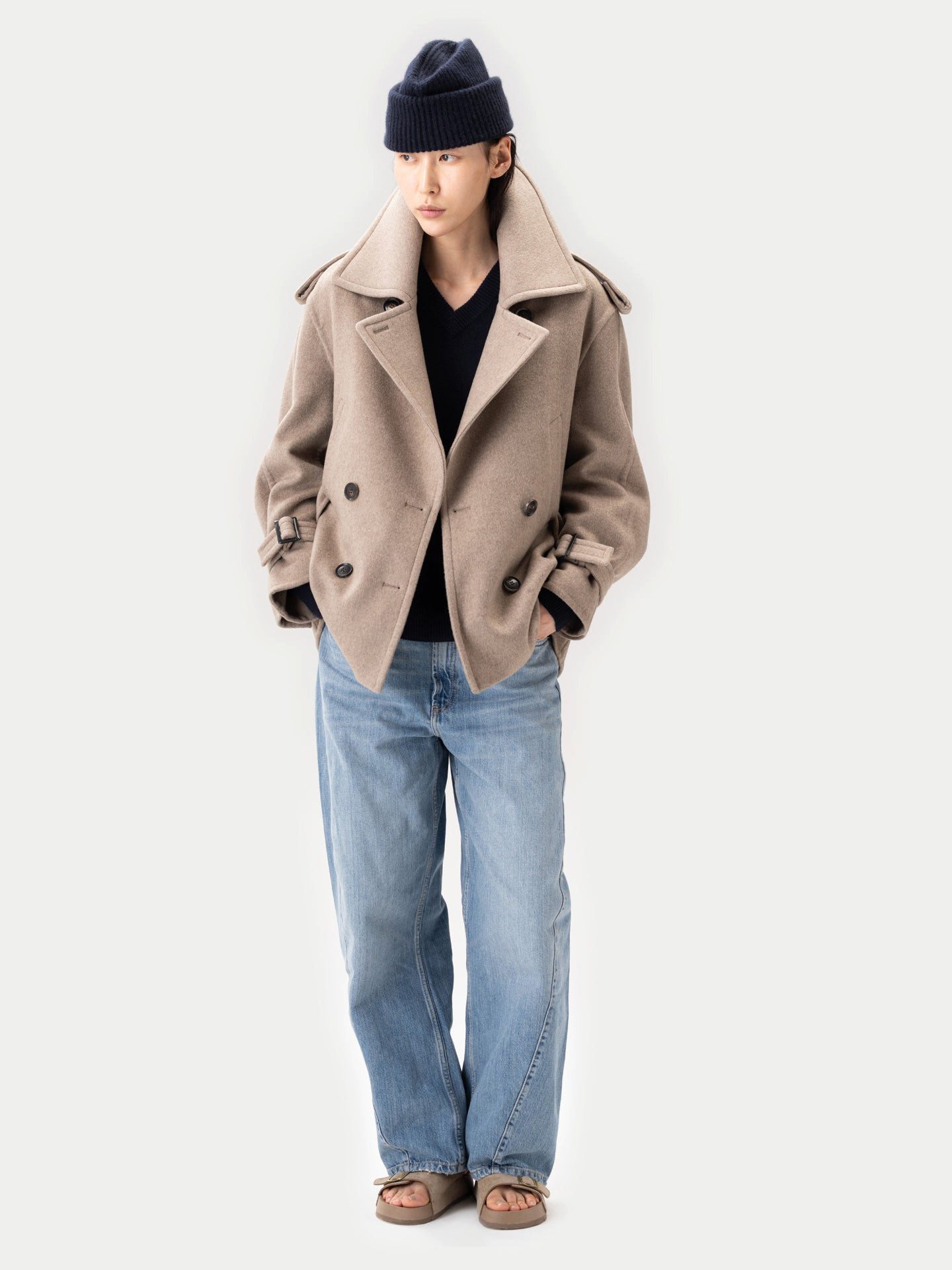 GOBI Cashmere Wollmantel Kaschmir Peacoat im Trench-Stil