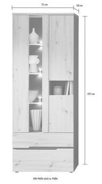 Innostyle Vitrine Memphis (1-St) Bicolour Eiche Artisan Absetzung graphit