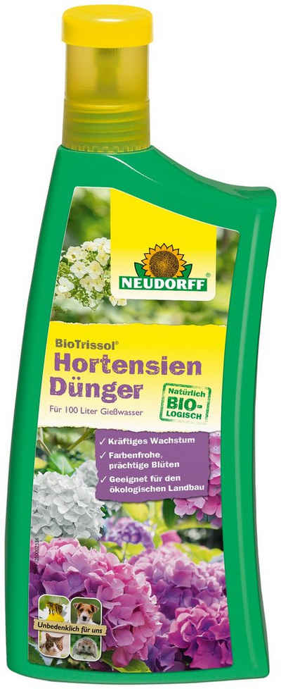 Neudorff Pflanzendünger Bio Trissol Hortensiendünger, Flüssigdünger, Packung, 1-St., Organisch-mineralischer NPK-Dünger 3-1-4, 1 Liter