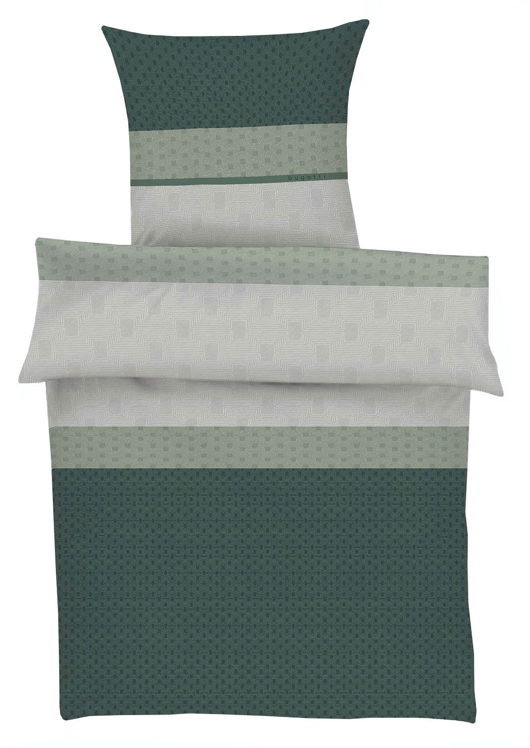 bugatti Bettwäsche KOSIE, 135 x 200 cm, Grün, Grau, Baumwolle, 2 teilig, mi günstig online kaufen