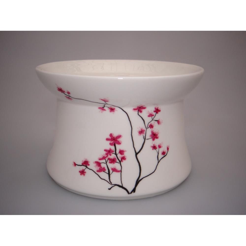 TeaLogic Stövchen Weiß, Durchmesser 12 cm, Farbe: Weiß, Motiv: Kirschblüten