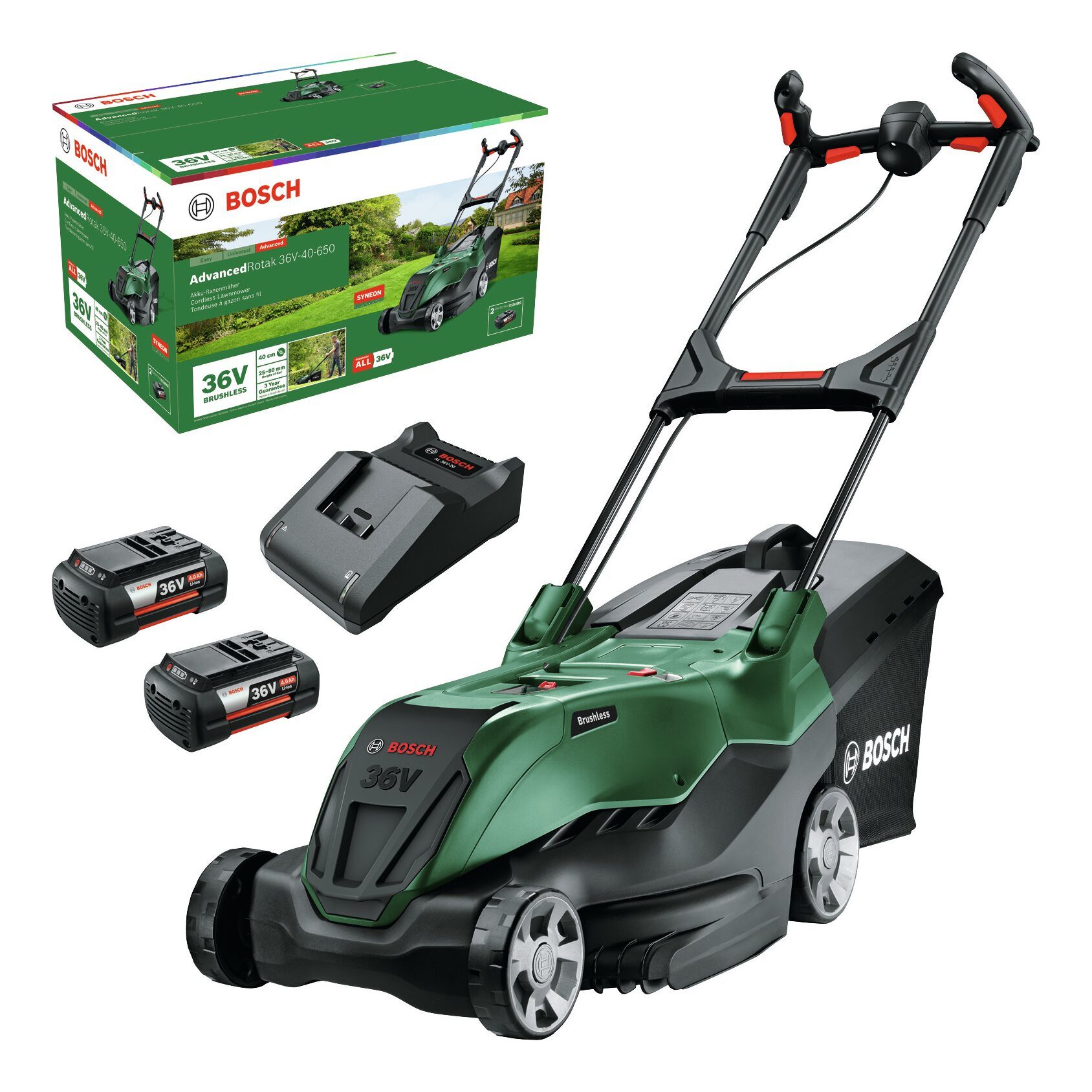 Thumbnail - BOSCH Akkurasenmäher AdvancedRotak 36V-40-650, 40 cm Schnittbreite, Mit 2x Akku 4 Ah - im Karton