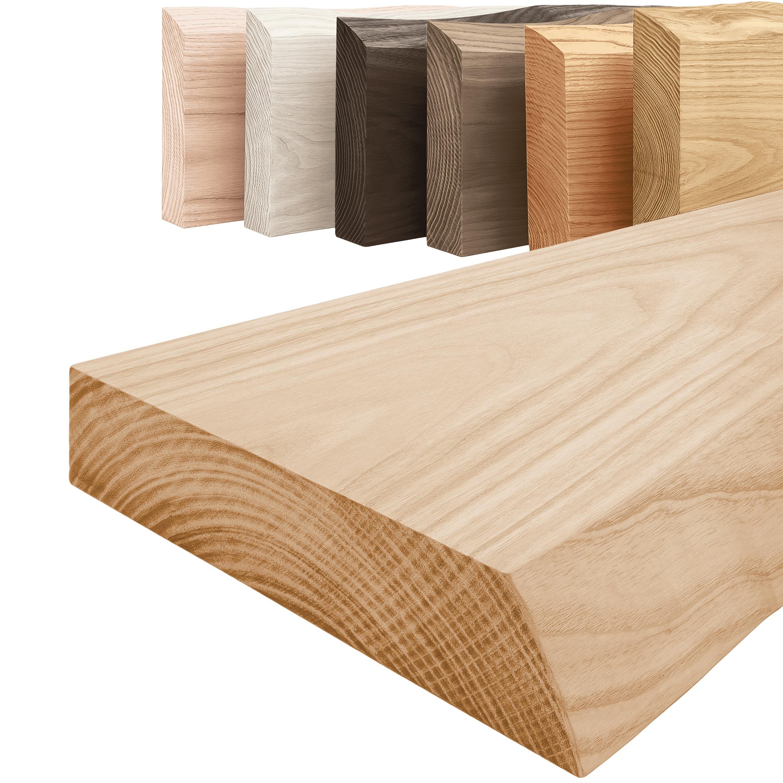 LAMO Manufaktur Wandregal Pure: ohne Montage Set 60 cm, Komplett-Set, 40mm stake Massivholzplatte