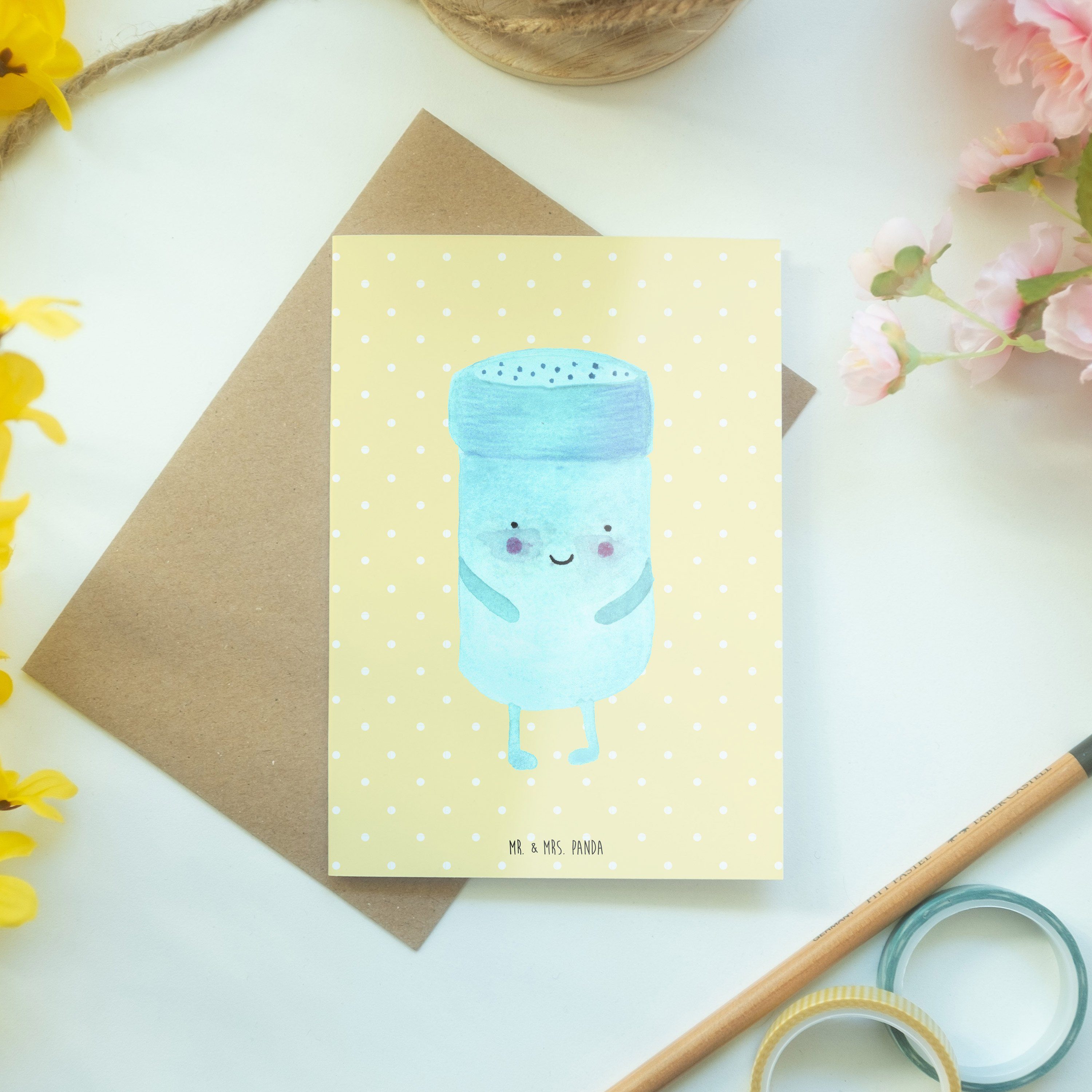 BestFriends-Salt - Geschenk, fehlend Gelb Grußkarte Mrs. - & Panda Mr. Geburtstagskarte, Pastell