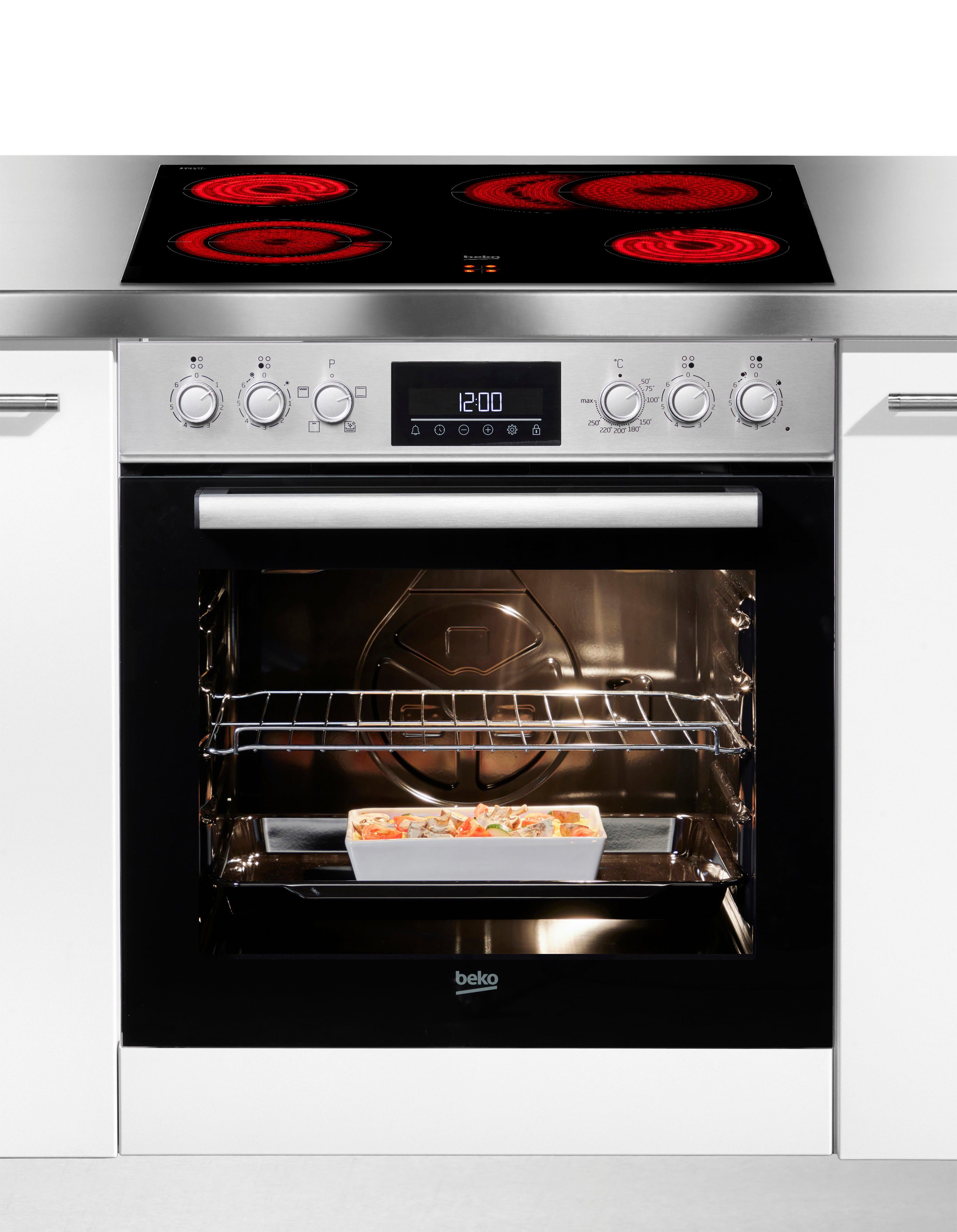 BEKO Elektro-Herd-Set BBUC1132T0X, Klassisches Herd-Set mit komfortabler Backofenfunktion