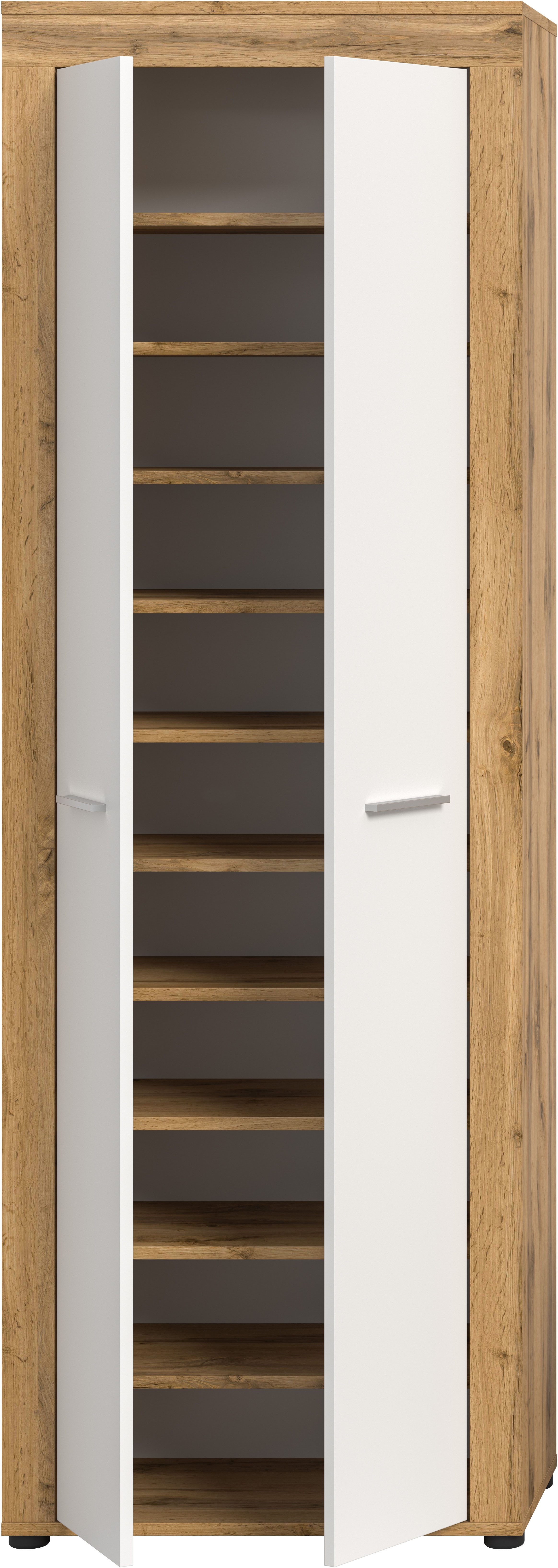 OTTO home Schuhschrank AOSTA, Höhe 191cm, 2 Türen, 10 Einlegeböden, 11 Fächer (1-St., in verschiedenen Farbausführungen erhältlich, individuell kombinierbar) Ho – Bild 4 von 5