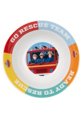 United Labels® Frühstücks-Geschirrset Feuerwehrmann Sam Frühstücksset für Kinder - Geschirr Set 3-tlg, Porzellan