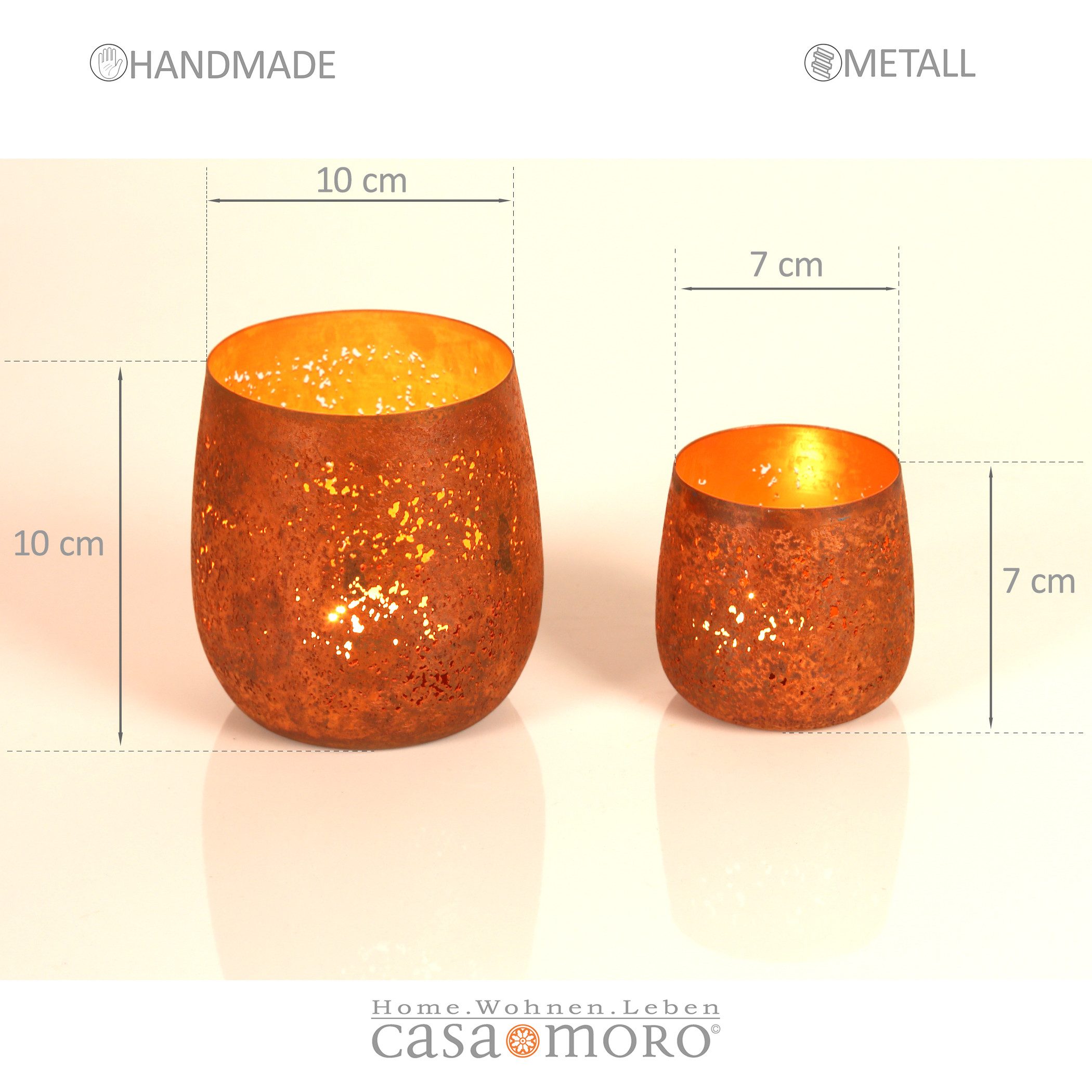Casa Moro Teelichthalter Windlicht 2er Set Rost-Rot rustikal Metall Kerzenhalter (einzigartige Tischdeko Industrial Look), Ostern Muttertag Deko für Teelichter Geschenk-Idee Ricardo 71148-2