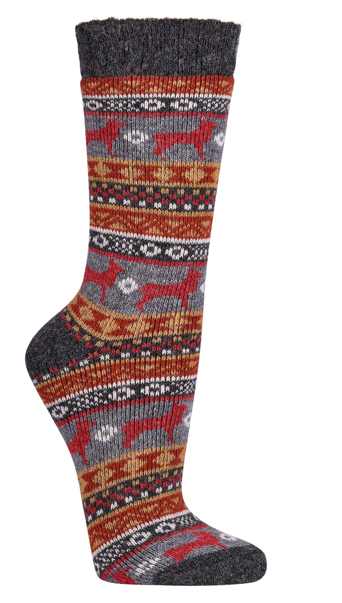 TippTexx 24 Kuschelsocken 2 Paar weiche Hygge Norweger-Socken "Peru" mit Merino- & Alpakawolle (2 Paar) Spitze und Ferse verstärkt, angenehm wärmend
