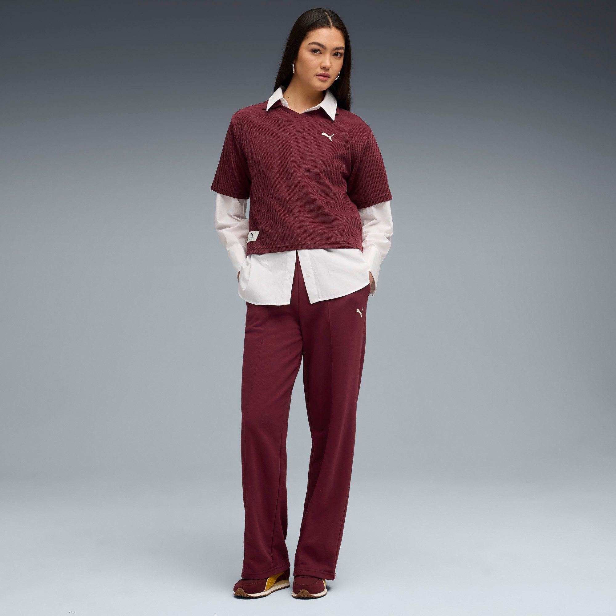PUMA Trainingshose CLASS COMFORT PINNACLE HIGH-WAIST STRAIGHT PANTS TR OP mit Eingrifftaschen, aus Baumwollmischung, pflegeleicht