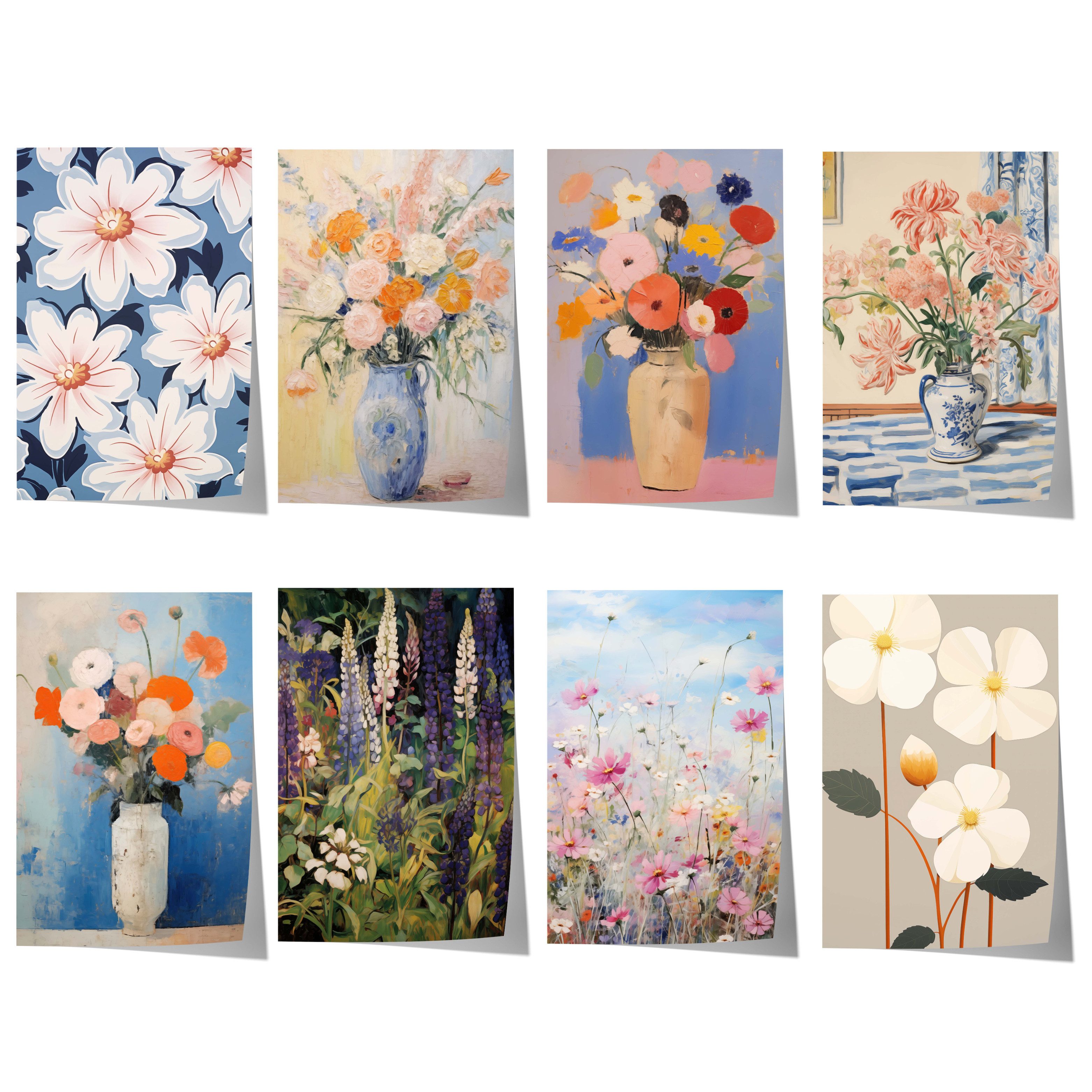 JUSTGOODMOOD Poster Blumen Geschenkidee Bunte Wildblumen Florale Aquarellmalerei Vintage S, D (1 St)