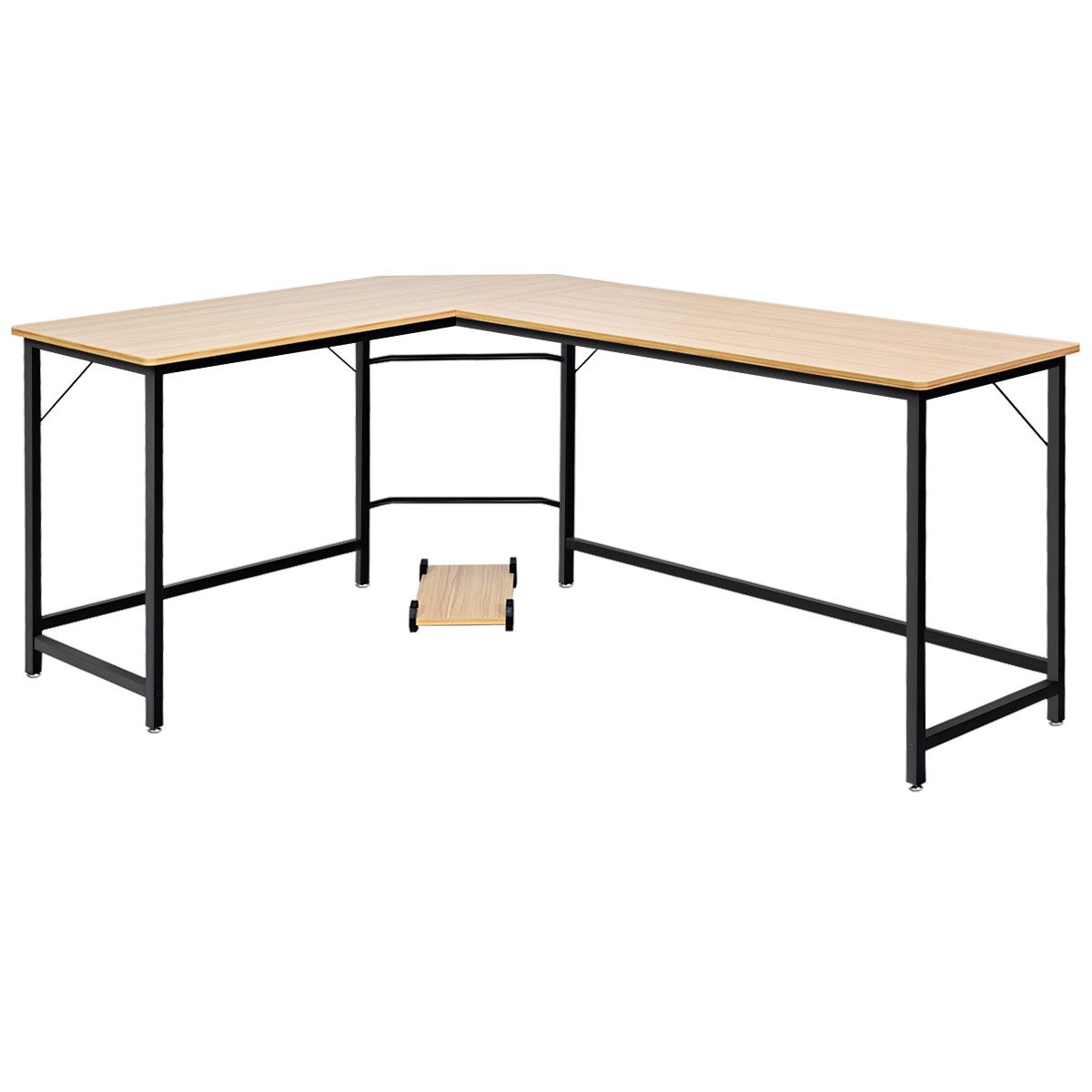 COSTWAY Eckschreibtisch, L-förmig, mit CPU-Ständer, 168 x 125 x 74 cm günstig online kaufen