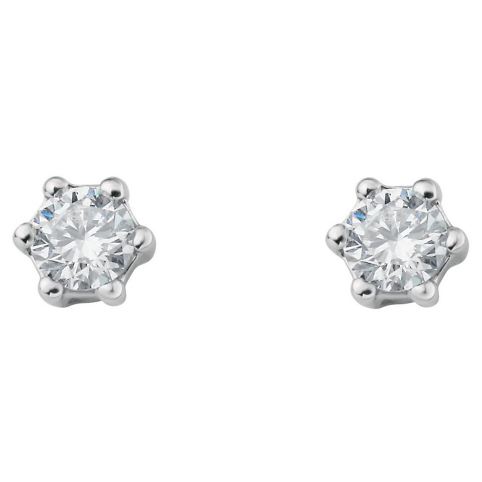 ONE ELEMENT Paar Ohrstecker 0.1 ct Diamant Brillant Ohrringe Ohrstecker aus 585  Weißgold, Damen Gold Schmuck, Anzahl der Diamenten : 2