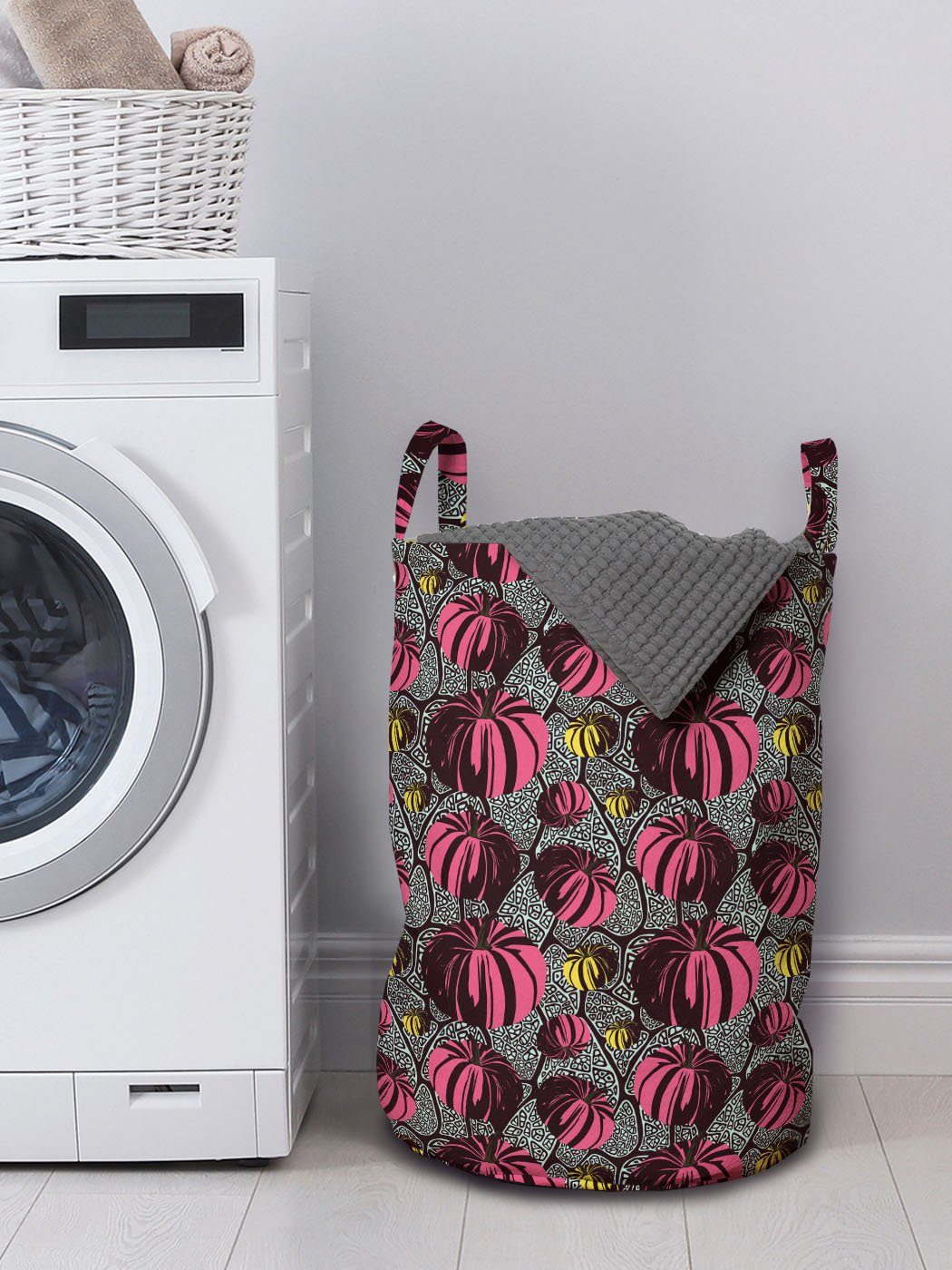 Abakuhaus Wäschesäckchen Entzogen Griffen Waschsalons, mit Kordelzugverschluss Modern Pumpkins Wäschekorb für Grafik