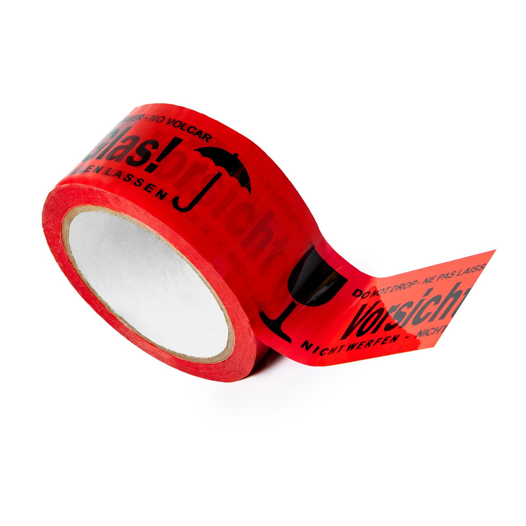 ARLI Klebeband 4x Klebeband " Vorsicht Glas " Packband rot Paketband (4er, 4-St., Set) PP 48 mm x 66 m Paket Band – Bild 4 von 5