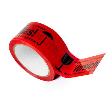 ARLI Klebeband 6x Klebeband " Vorsicht Glas " Packband rot Paketband (6er, 6-St., Set) PP 48 mm x 66 m Paket Band - 6 Rollen
