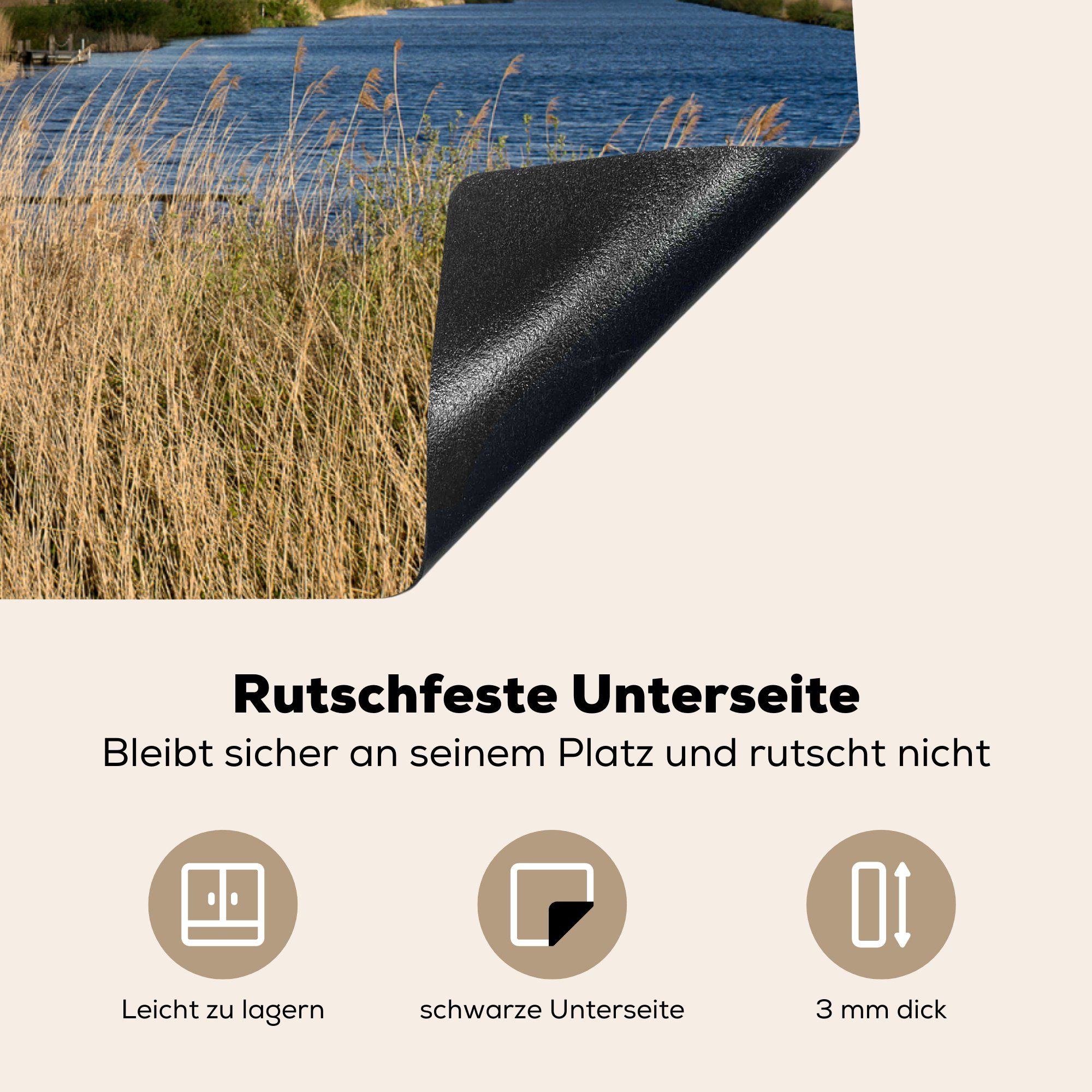 70x52 Ceranfeldabdeckung - cm, Niederlande, Mühle Landschaft MuchoWow Arbeitsfläche Herdblende-/Abdeckplatte Mobile Vinyl, nutzbar, tlg), (1 -
