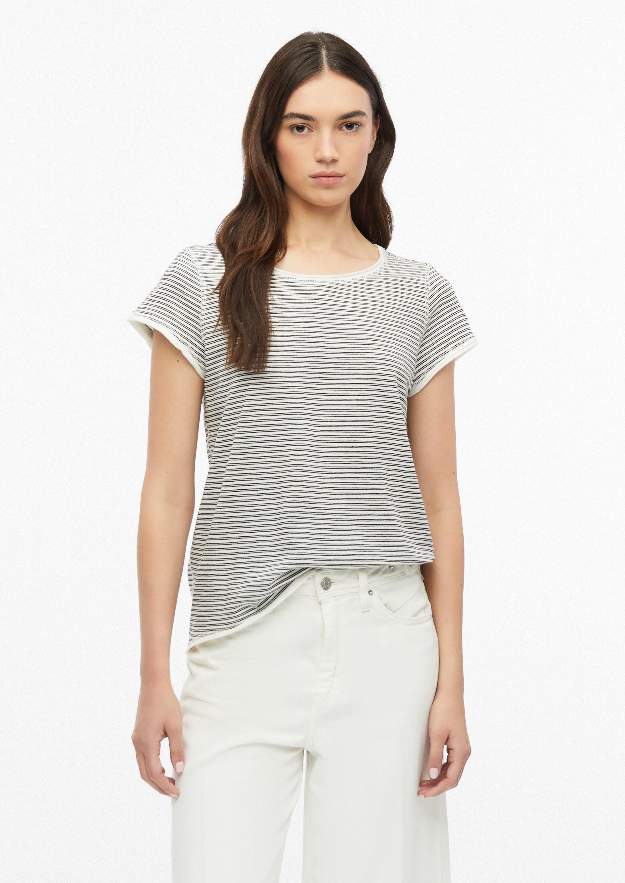 s.Oliver Kurzarmshirt T-Shirt Flammgarn-T-Shirt mit Rollkante