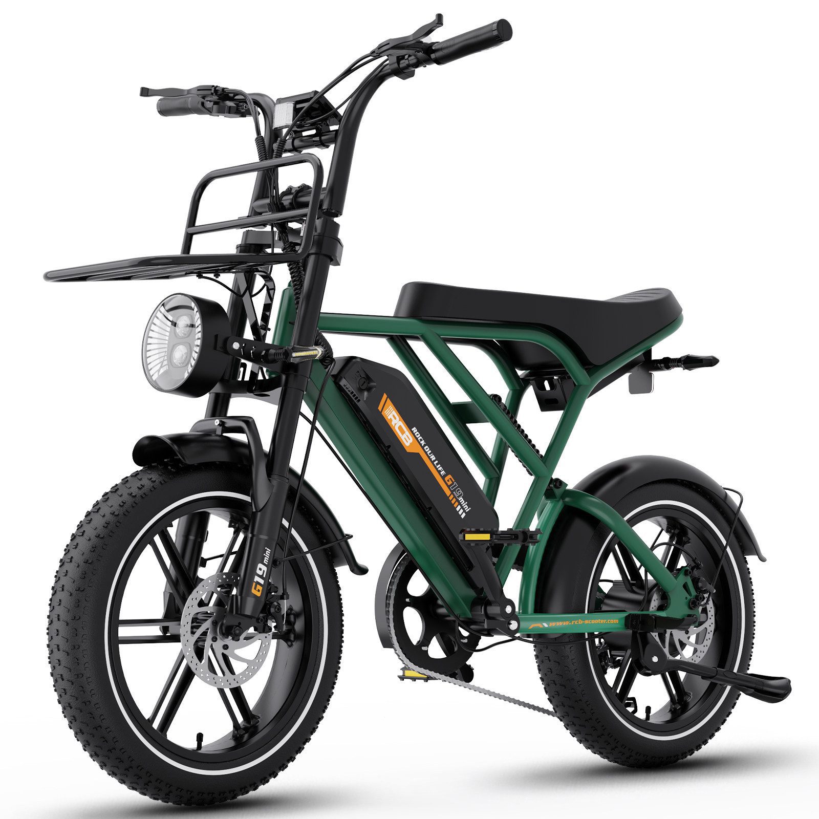 RCB E-Bike Pedelec G19 mini Elektrofahrrad,16x4,0Zoll,Richweite 70-80 km,36V 13Ah,APP&NFC, 7 Gang, Heckmotor, 468 Wh, 630 W Spitzenleistung, Drehmomentsensor