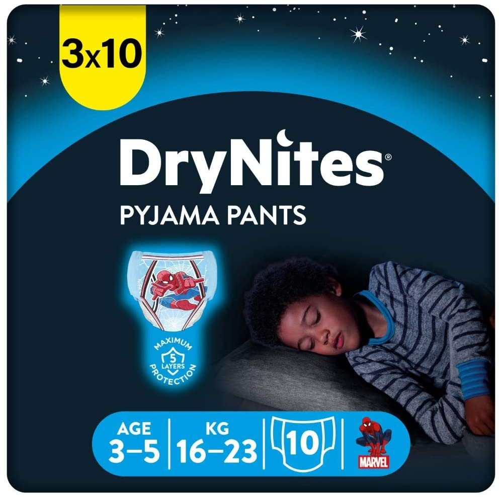 HUGGIES Windeln DryNites Nacht-Windeln Jungen 3-5 J. (16-23kg), 30 Stück, Bettnässen | Windeln