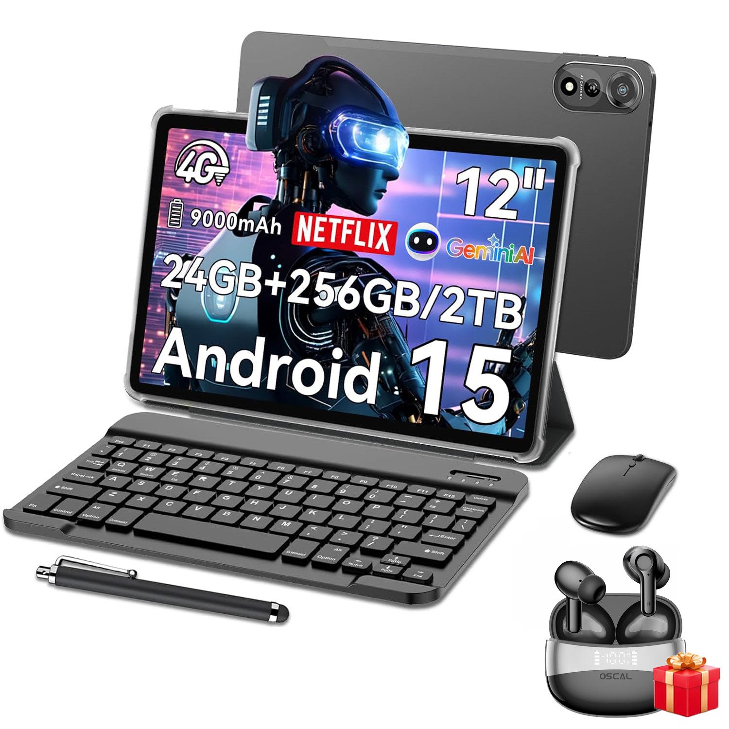 blackview 2026 Mega2 128/256GB 4G Android 15 2,4K Tablet (12", 128 GB, Android 15, 4G (LTE), 5G WiFi, 2K, Android 15, 9000mAh, 4G LTE, 128/256GB)