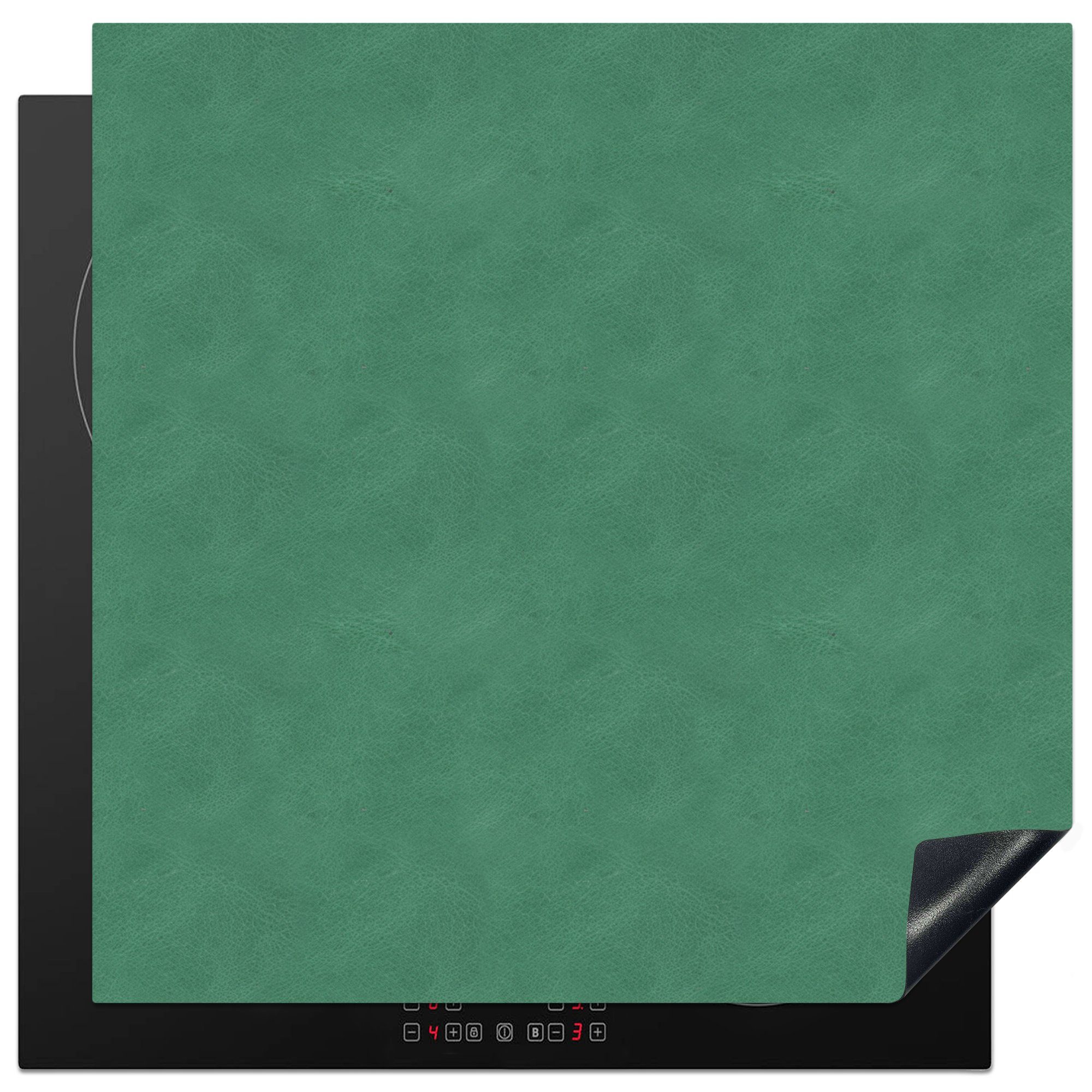 MuchoWow Herdblende-/Abdeckplatte Induktionsschutz - Leder - Grün - Tiere, Vinyl, (1 tlg), 78x78 cm, Ceranfeldabdeckung, Arbeitsplatte für küche