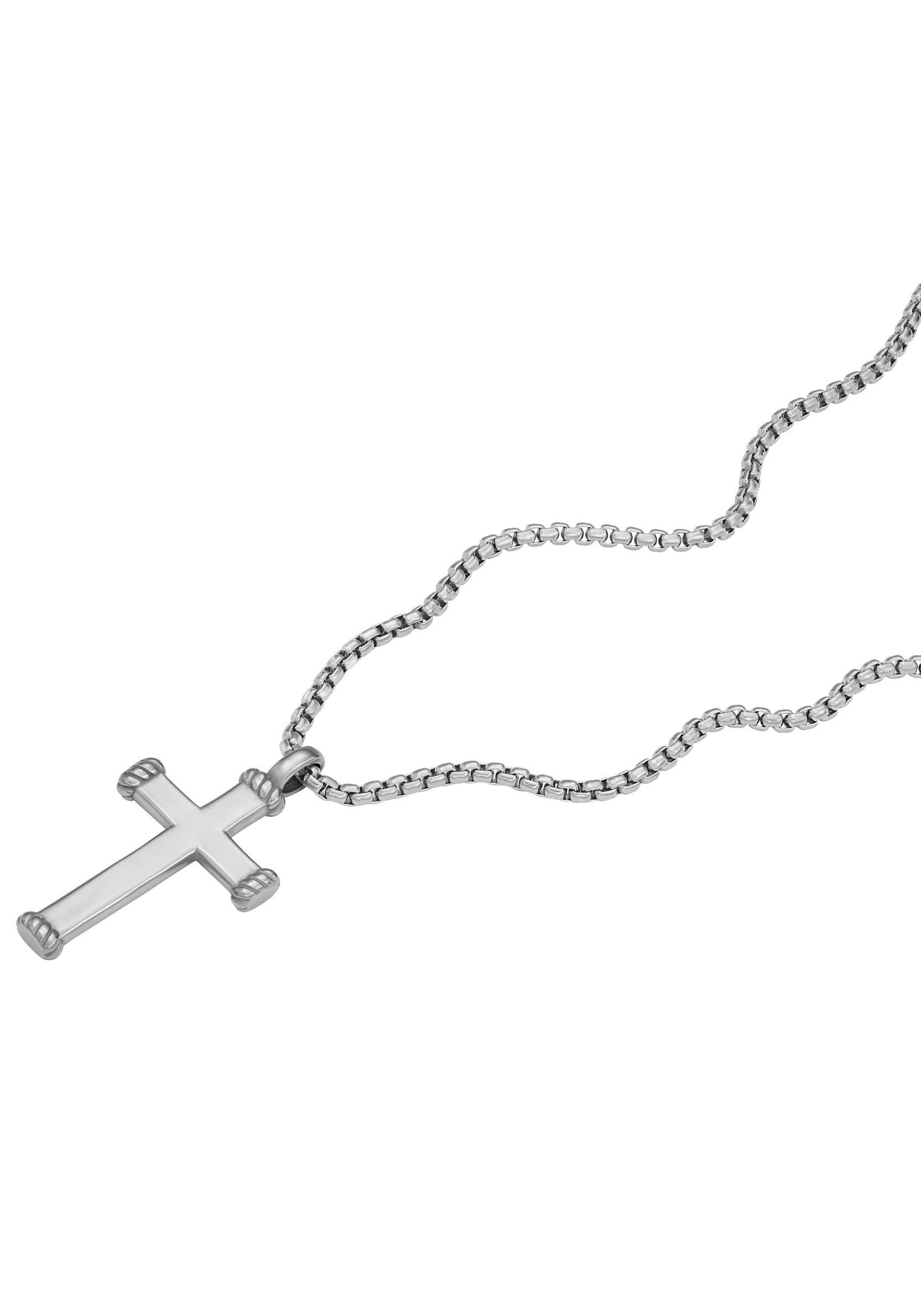 Fossil Kette mit Anhänger Schmuck Geschenk Edelstahl Halskette JEWELRY Kreuz