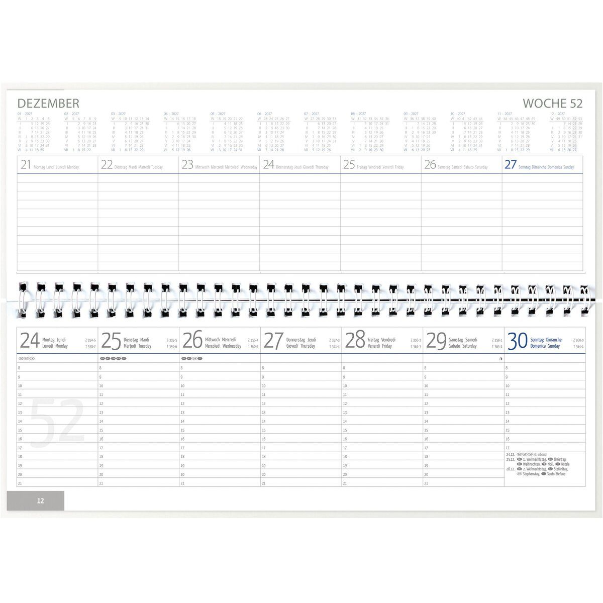 GÜSS Kalender Schreibtischkalender Wochenquerkalender 29,8x13,5cm 1 Woche/2 Seiten 2027