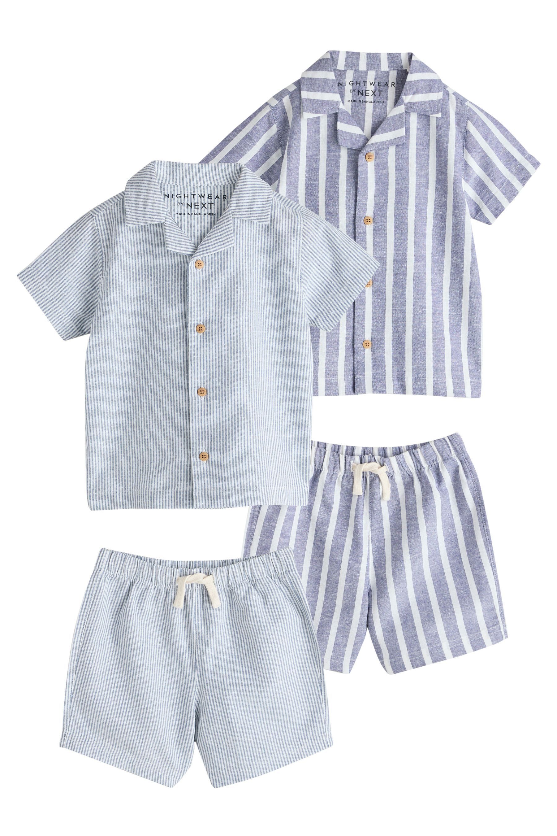 Pyjama Kurzer Schlafanzug mit Knopfleiste, 2er-Pack