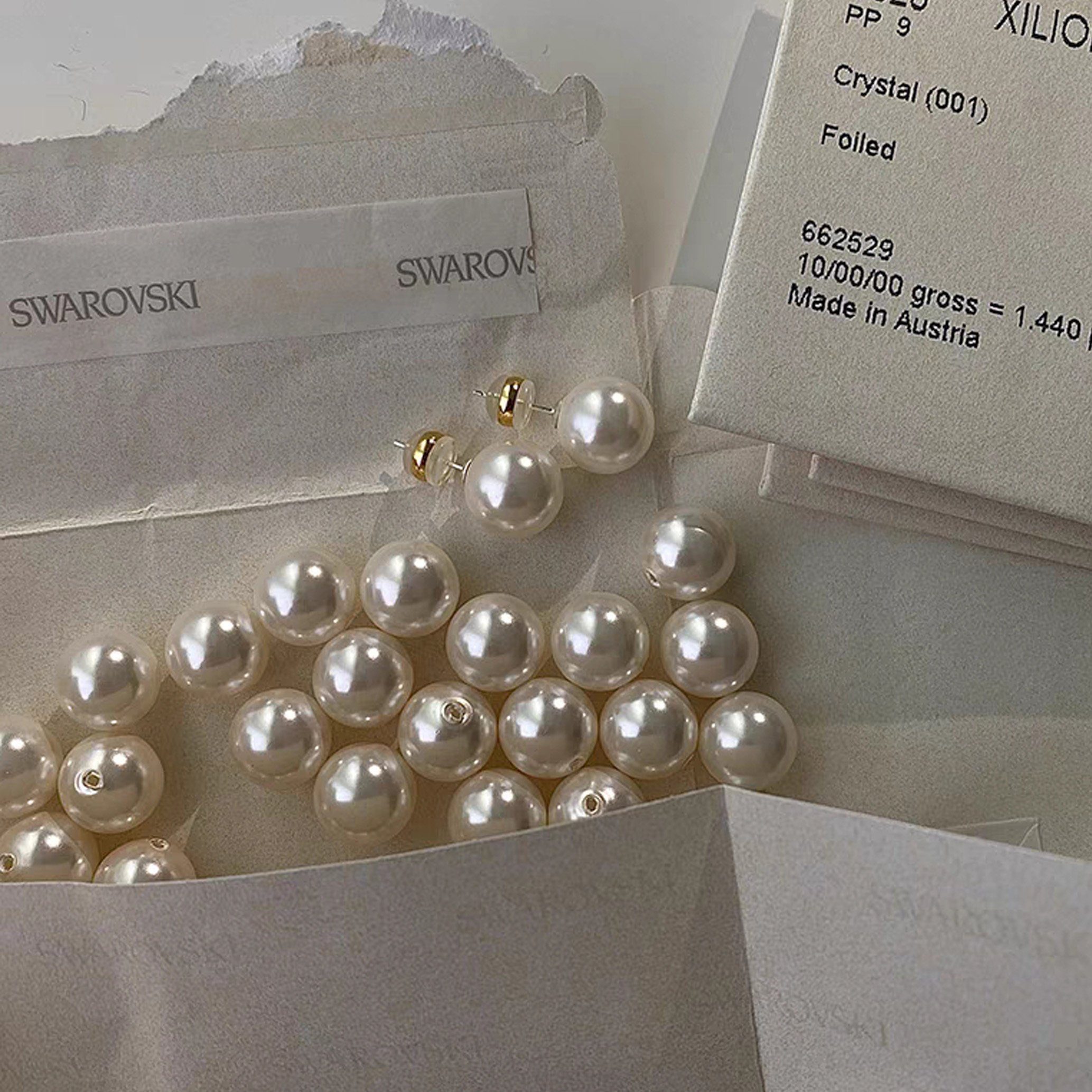 GOLDEN Perlenkette Kristall Halskette Halskette, 5810 5cm Perlen + 40cm Swarovski Perlen Crystal Pearls Runde
