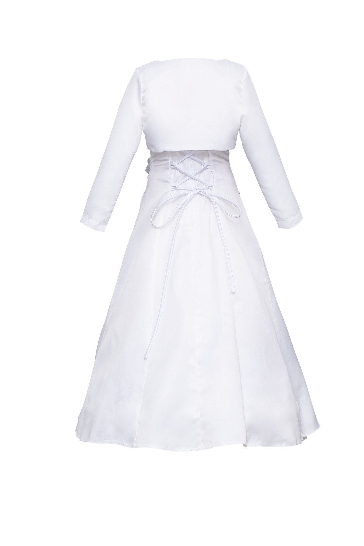 Märchenburg Satinkleid Kamelie-Kommunionkleid, Prinzessinnenkleid m. Bolero Jacke u. Reifrock KOMMUNIONKLEID