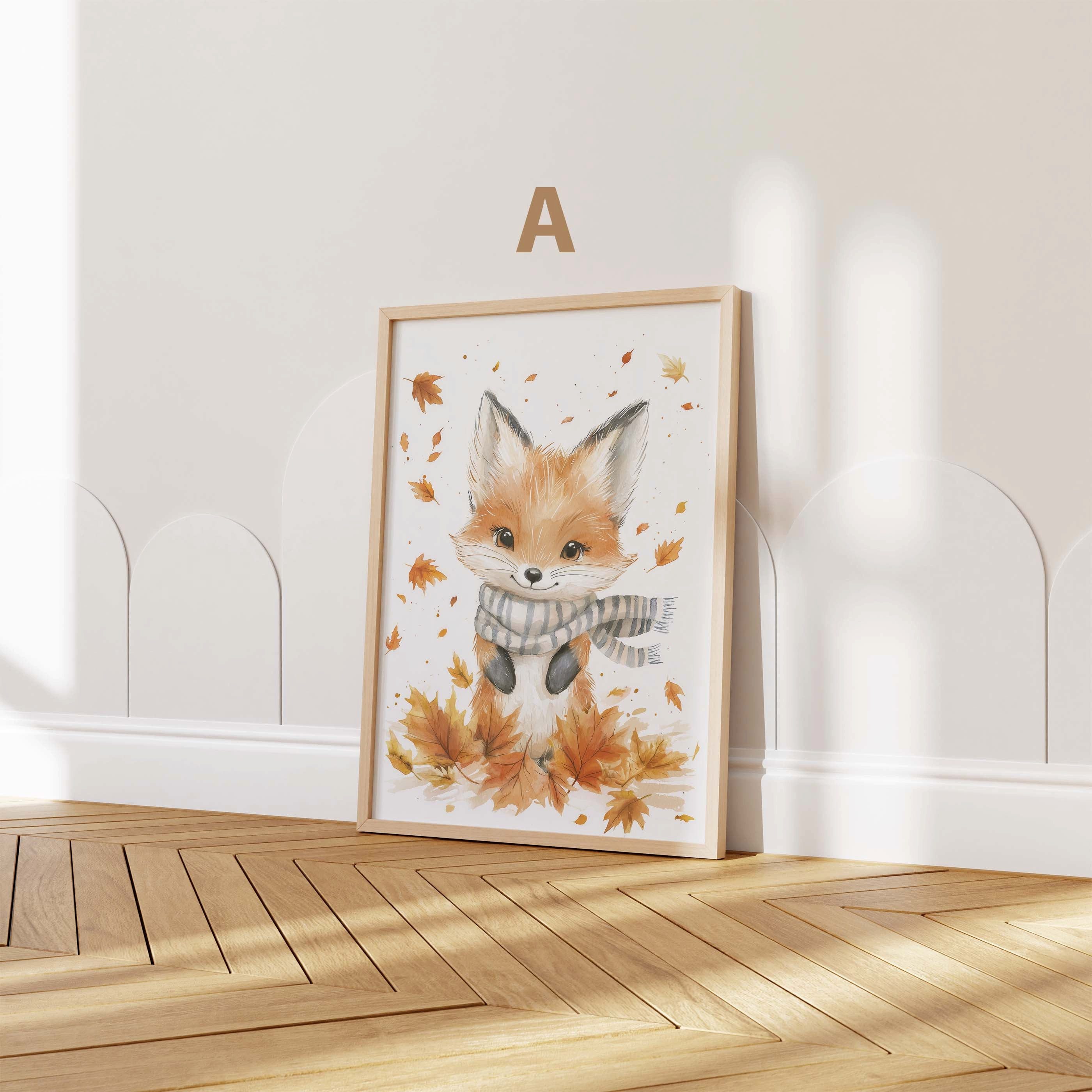JUSTGOODMOOD Poster Niedliches Waldtier Geschenkidee Aquarell llustration mit Fuchs Waschb, B (1 St)