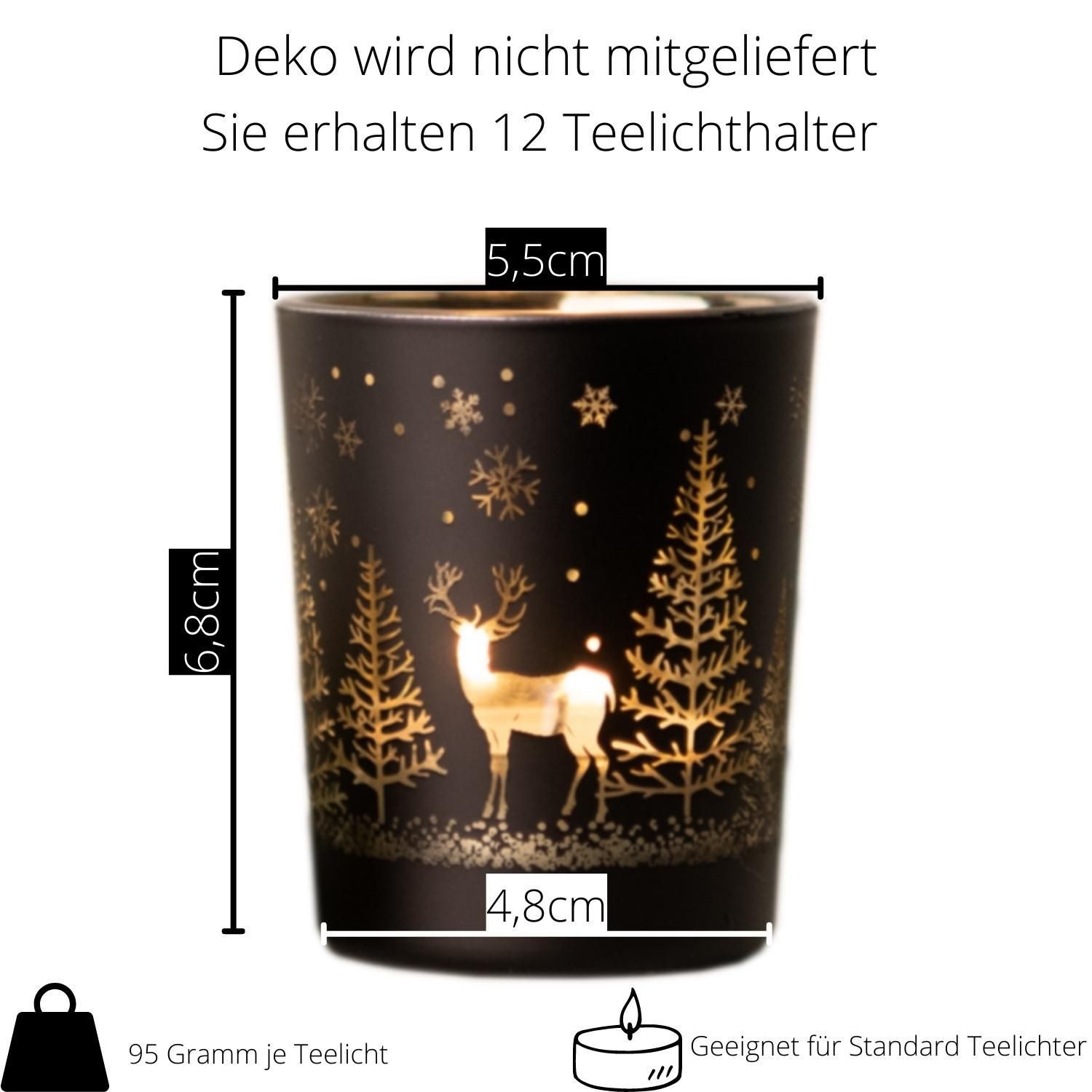 Kamelio Teelichthalter 12er Set Teelichtgläser schwarz gold Windlicht Tisch günstig online kaufen