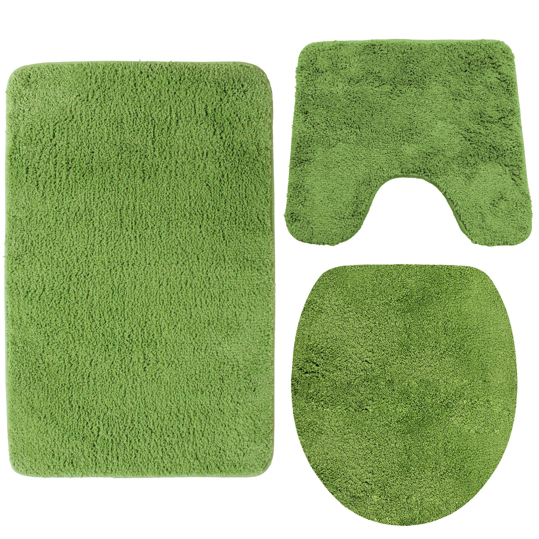 NYVI Badematte Badematten Set 3 teilig NYVISpa Lasalle Badezimmerteppich Set, Höhe 20 mm, Polyester, Badematte 50x80 + WC Vorleger mit Ausschnitt 45x50 + WC Deckelbezug