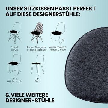 Easy and Green Sitzkissen Sitzkissen Filz Oval 40x36cm - Made in Germany waschbar und rutschfest