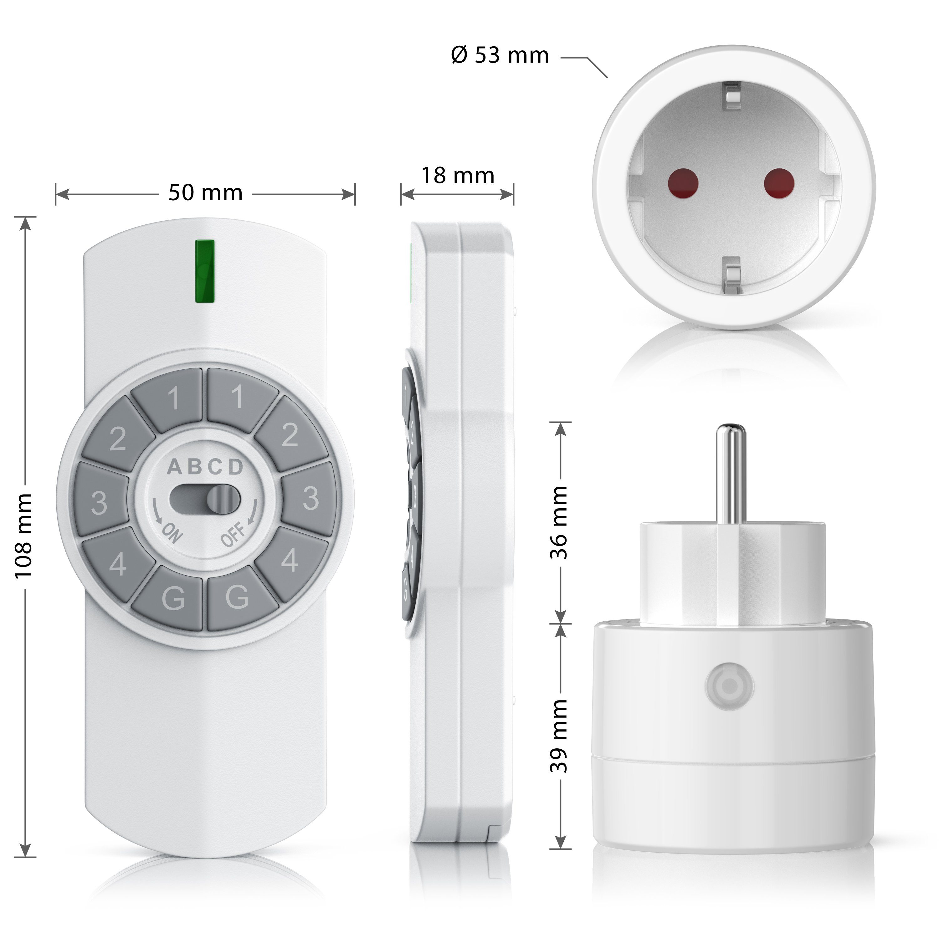 BEARWARE Funksteckdose 3er Set Smart Funk Steckdosen für Innenbereich mit Fernbedienung, LED, Reichweite 25m, Ferngesteuerte indoor Stecker, Berührungsschutz, 3680W