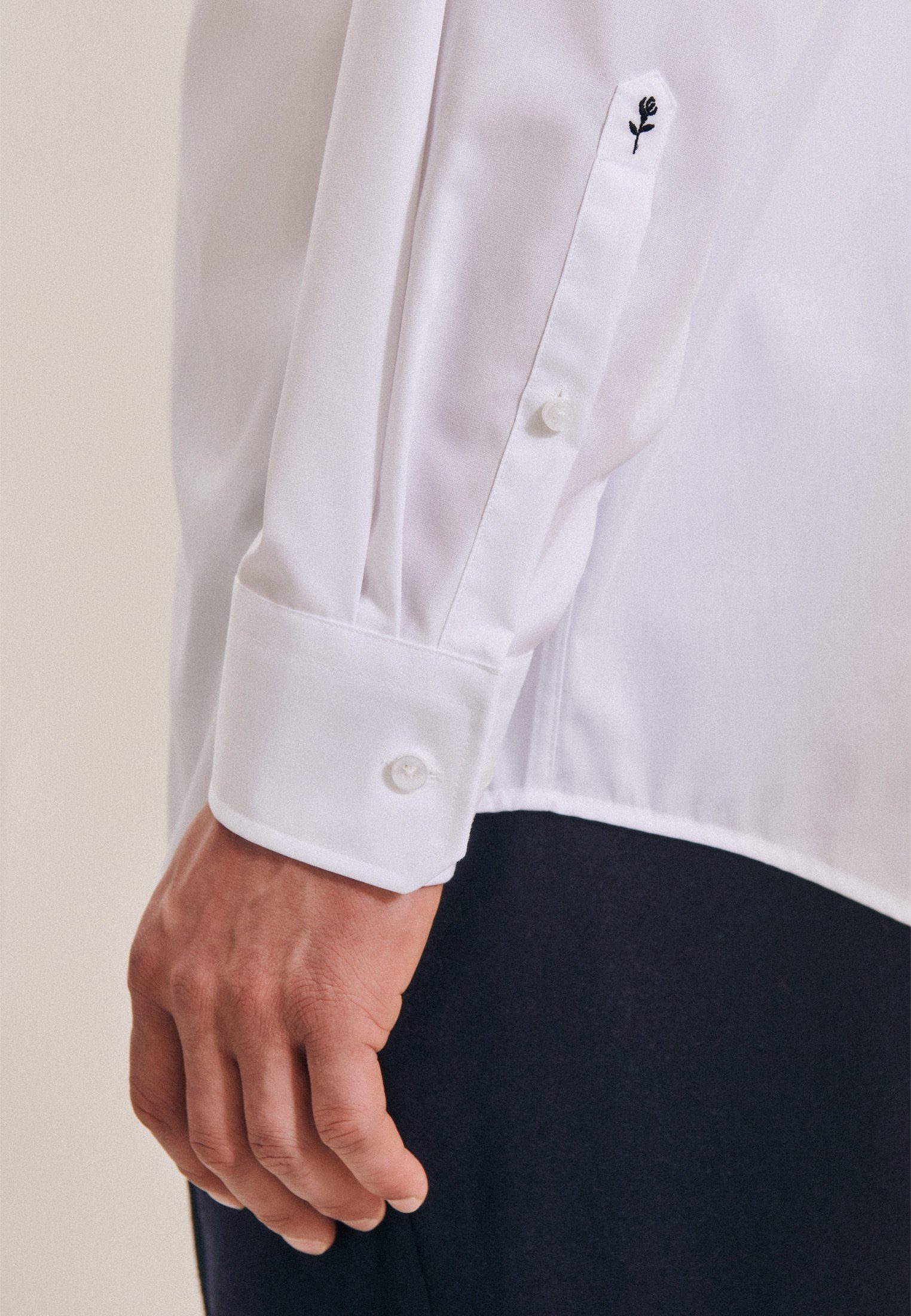 seidensticker Businesshemd Comfort Comfort Langarm Kentkragen Weiß Uni