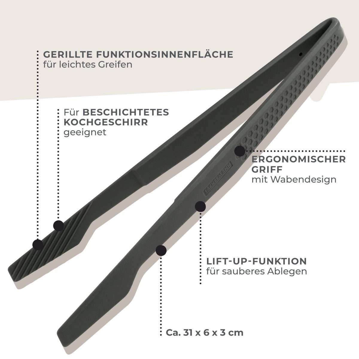 FACKELMANN Kochzange Mehrzweckzange, Küchenzange, Servierzange, Grillzange, Kochzange
