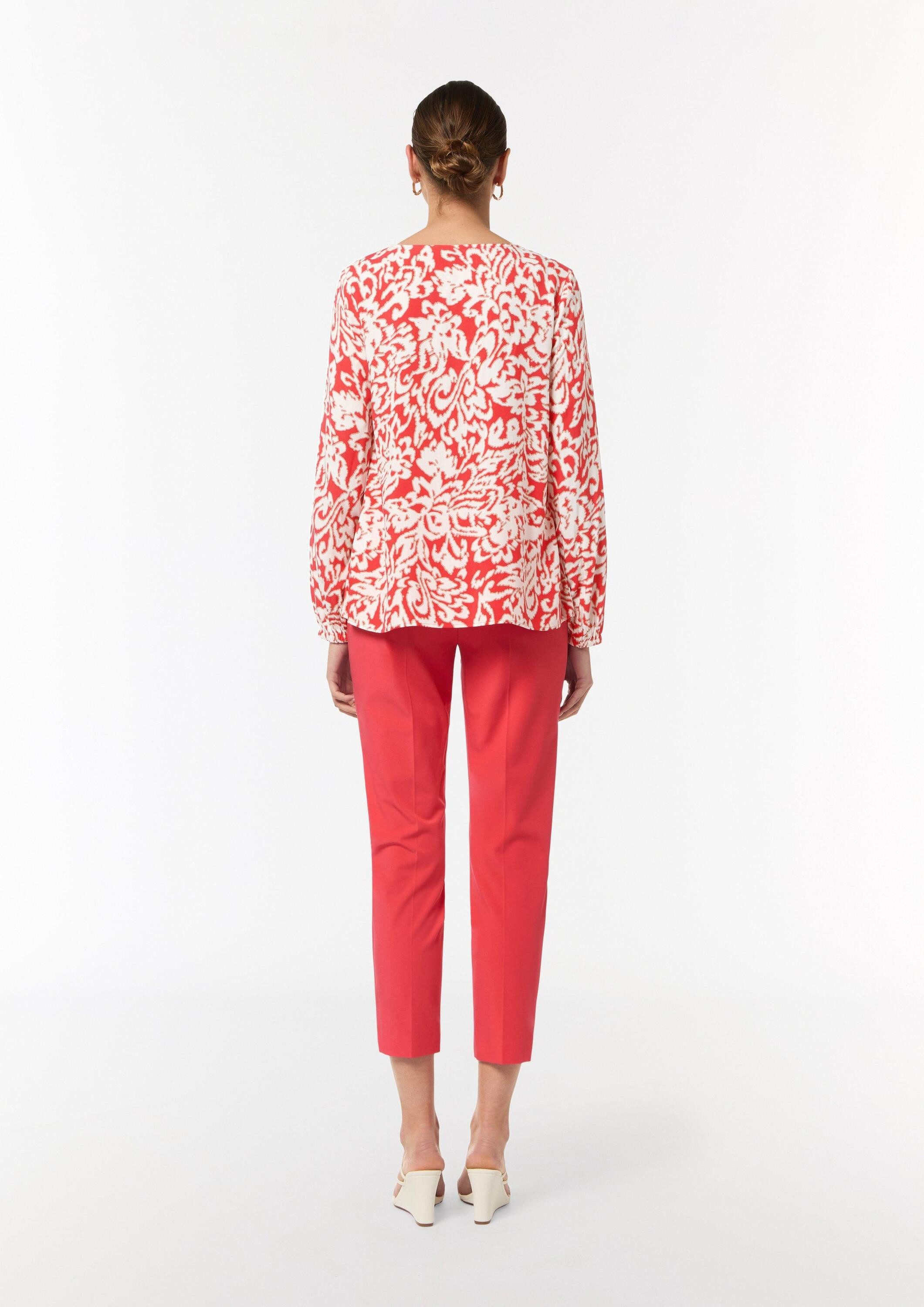 comma Langarmbluse Bluse Bluse mit plissiertem Ausschnitt