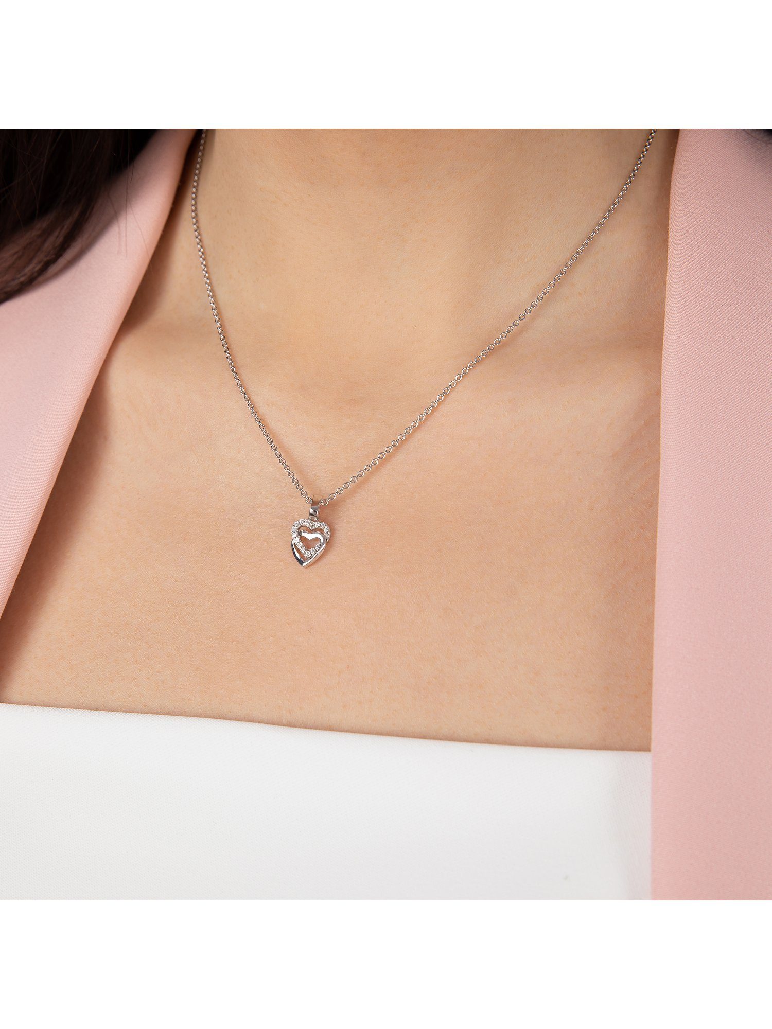 JETTE Silberkette JETTE Damen-Kette 925er Silber 15 Zirkonia Herz, SWING HEART