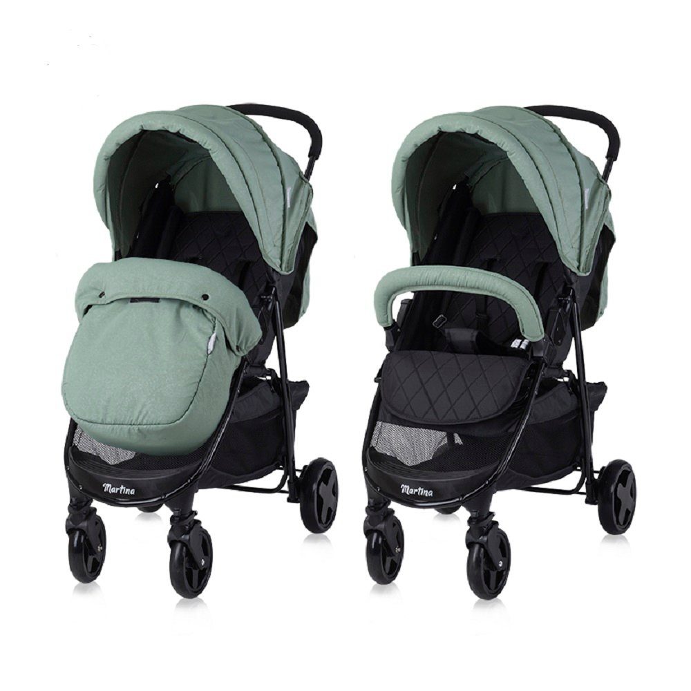 Lorelli Kinder-Buggy Kinderwagen Buggy Frontbügel Fußabdeckung, abnehmbar, Sonnendach hellgrün Martina