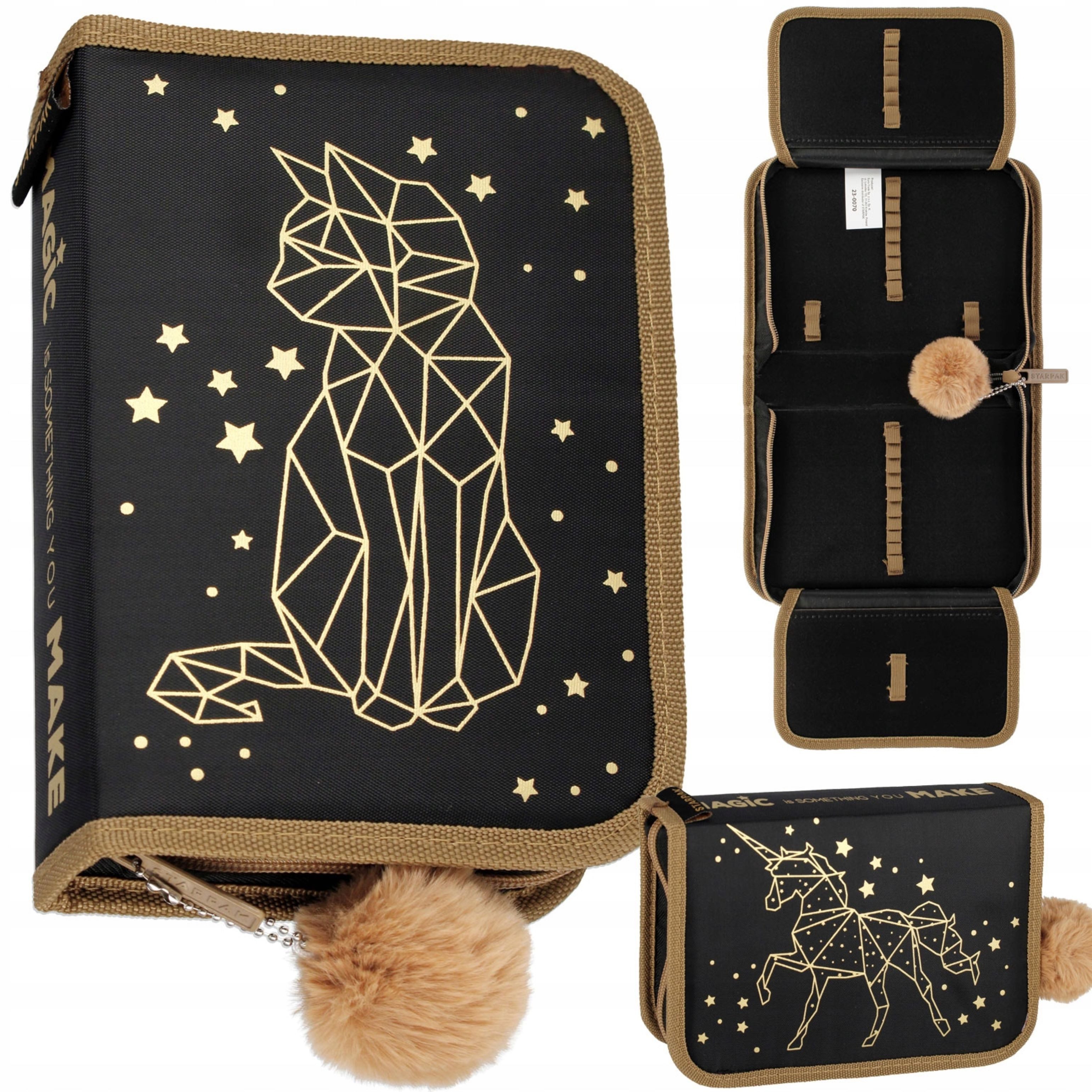 Starpak Federtasche Schulmäppchen mit Klappen – Kätzchen & Einhorn, robust & platzsparend!