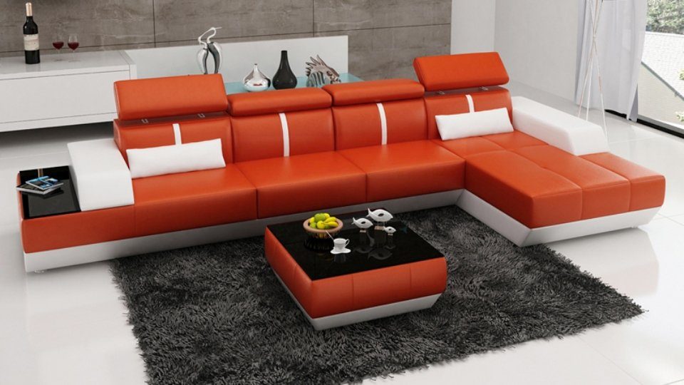 JVmoebel Ecksofa, Ledersofa L-Form Couch Wohnlandschaft Modern Sofa Ecksofa Design