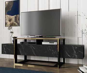 moebel17 TV-Regal Wohnwand Bianco Marmor Optik, modernes TV Lowboard in Marmor Optik