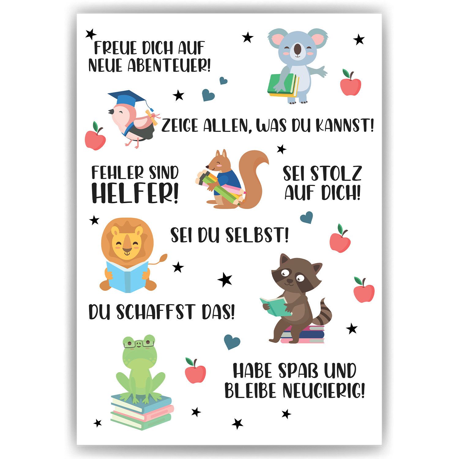 Tigerlino Poster Geschenk zum Schulanfang Affirmationsposter Einschulung Mutmacher