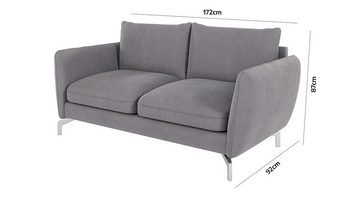 S-Style Möbel 2-Sitzer Modernes Sofa Benita mit Silber Metall Füßen, mit Wellenfederung