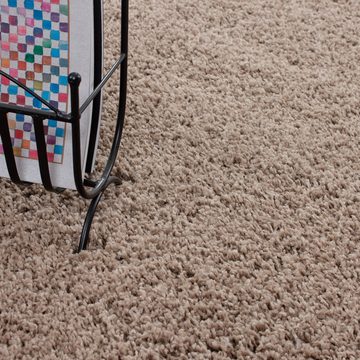 Teppich Unicolor - Einfarbig, Teppium, Rund, Höhe: 30 mm, Teppich Wohnzimmer Shaggy Einfarbig Beige Modern Flauschig Weiche
