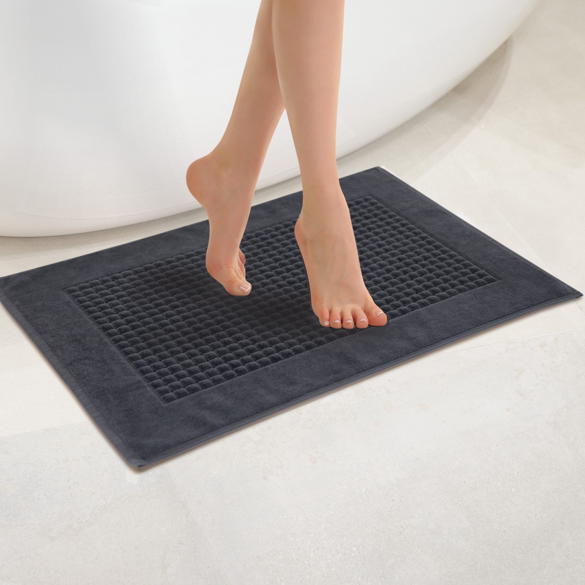 Zwoltex Badematte 50x70 I Badezimmerteppich aus 100% Ägyptischer Baumwolle 840 GSM, 100% Baumwolle, 50x70cm